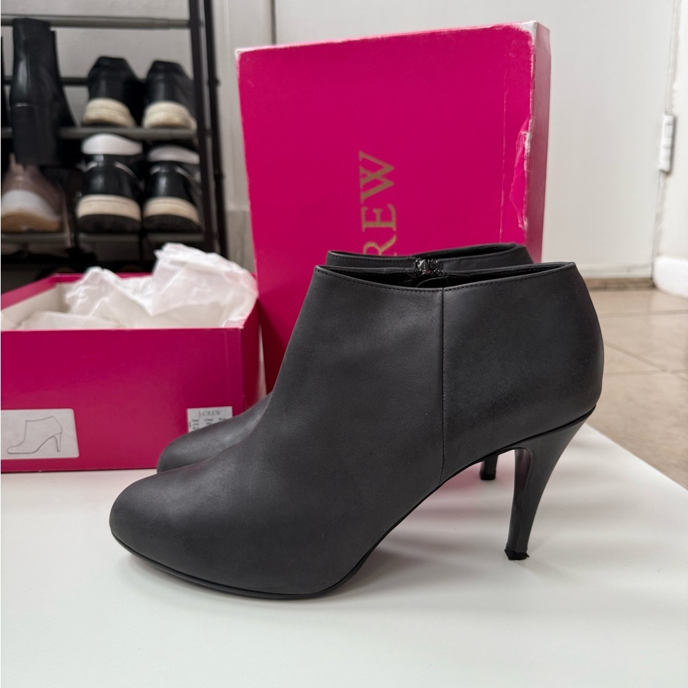J. Crew Black Leather Women's Ankle Boots, size 10